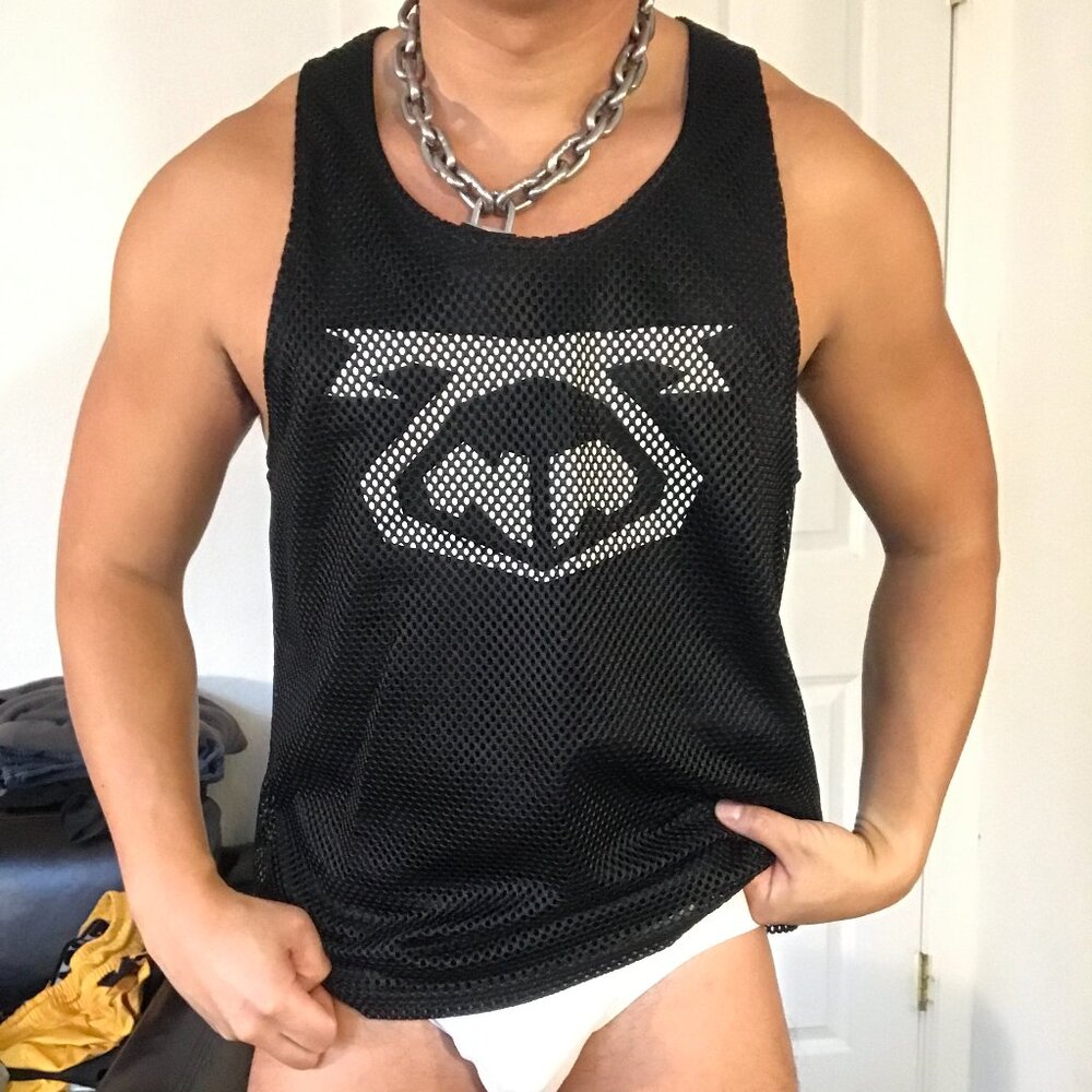 Nasty Pig Black Mesh Reversible Tank Top with Silver Logo